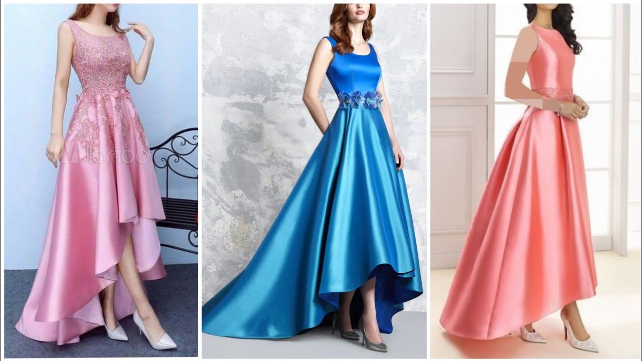 Simple Satin Long Sky Blue Beaded Neck Evening Prom Dress with Bubble  Sleeves - $130.6872 #P74060 - SheProm.com